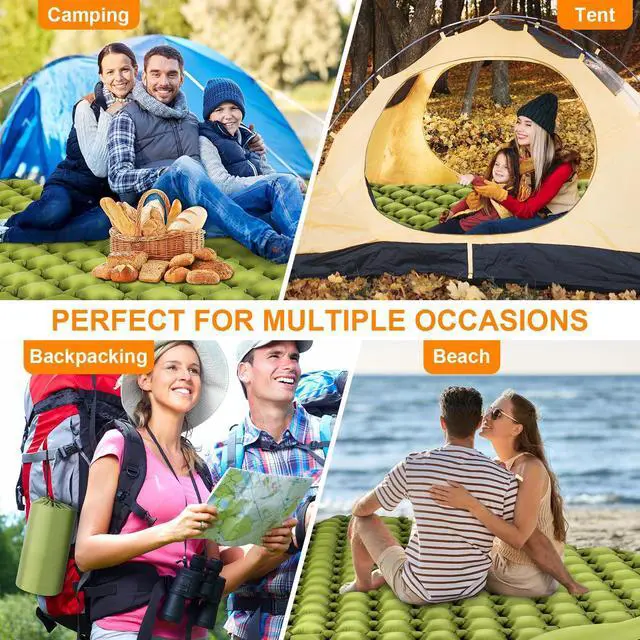 Alt view image 7 of 7 - Double Sleeping Pad, Ultralight 4" Extra-Thick Self Inflating Sleeping Mat for 2 Person with Pillow Built-in Foot Pump Portable Camping Mat for Backpacking, Hiking, Traveling, Tent, Camping