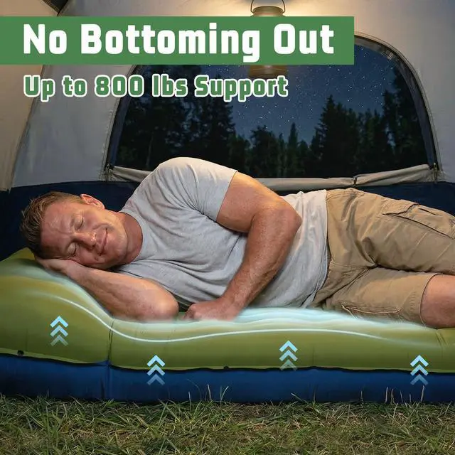 Alt view image 2 of 7 - Sleeping Pad for Camping, 6.3 Inch Thick Air Mattress for Backpacking, Hiking, Outdoor Adventures, Car Camping & Tent Use