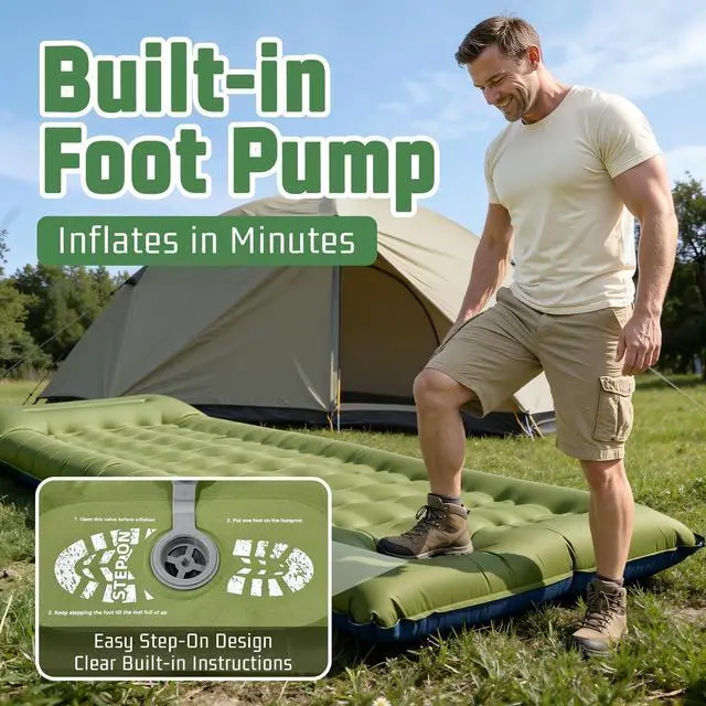 Alt view image 5 of 7 - Sleeping Pad for Camping, 6.3 Inch Thick Air Mattress for Backpacking, Hiking, Outdoor Adventures, Car Camping & Tent Use
