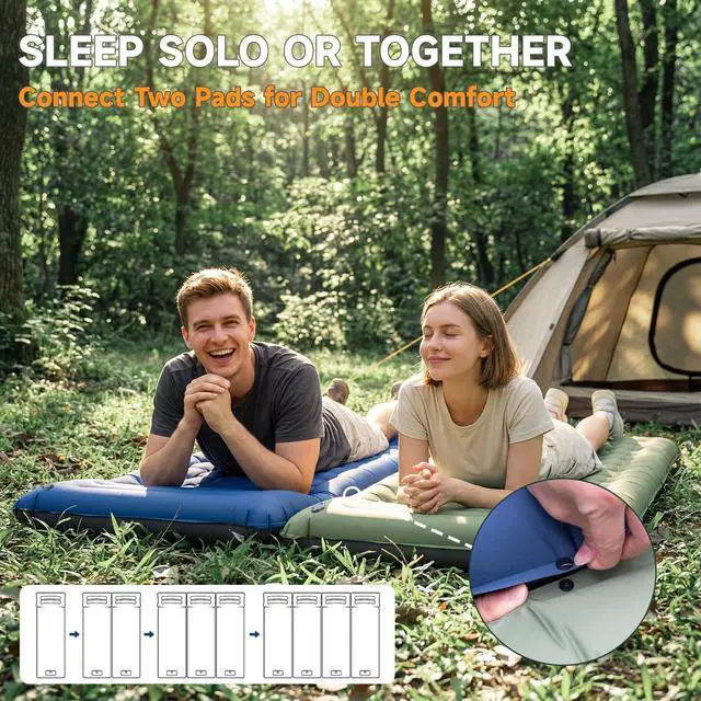 Alt view image 6 of 7 - Camping Sleeping Pad, 5" Ultralight Inflatable Sleeping Mat with Pillow, Built-in Foot Pump Inflatable Sleeping Pads Compact for Camping Backpacking Hiking Traveling Tent