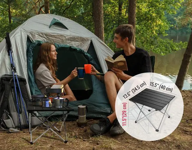 Alt view image 5 of 7 - Small Camping Table - Beach Table that Fold Up - Lightweight, Foldable, Potable Folding Small Outdoor Table - for Camp, Hiking, Campers & Summer Outing Trip