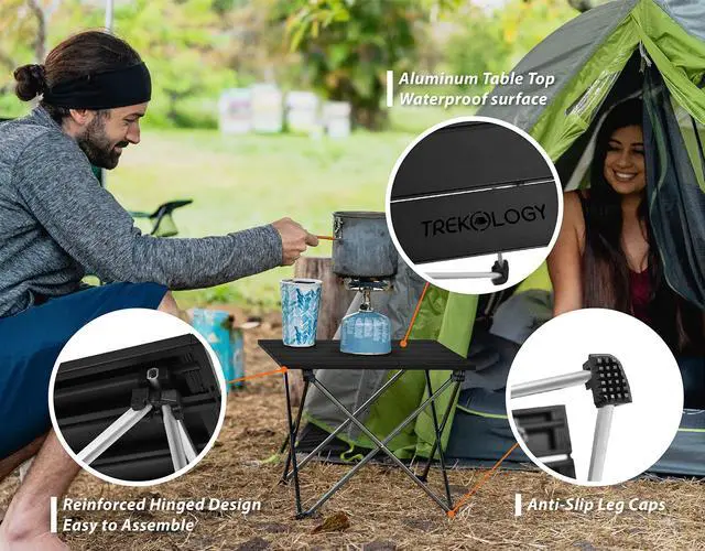Alt view image 4 of 7 - Small Camping Table - Beach Table that Fold Up - Lightweight, Foldable, Potable Folding Small Outdoor Table - for Camp, Hiking, Campers & Summer Outing Trip