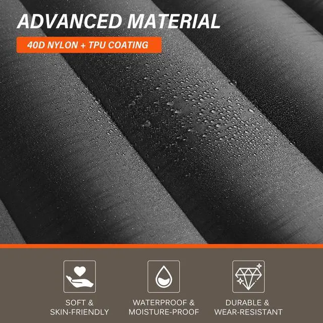 Alt view image 5 of 7 - Inflatable Camping Sleeping Pad with Pillow, Thick 6 Inch Ultralight Sleeping Pad with Built-in Pump, Lightweight Sleeping Mat for Camping, Backpacking, Hiking, Tent (Grey)