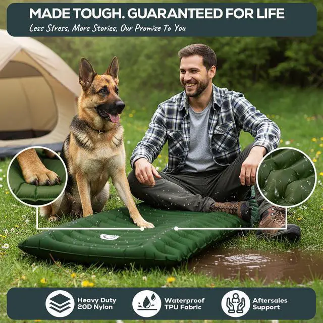 Alt view image 5 of 7 - Ether 17.5oz Ultralight Camping Sleeping Pad Backpacking Air Mattress Camping Mattress Pad Compact Inflatable Sleeping Mat for Backpacking, Comfortable Outdoor Hiking, Tent, Travel