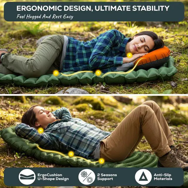 Alt view image 6 of 7 - Ether 17.5oz Ultralight Camping Sleeping Pad Backpacking Air Mattress Camping Mattress Pad Compact Inflatable Sleeping Mat for Backpacking, Comfortable Outdoor Hiking, Tent, Travel