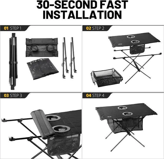 Alt view image 7 of 7 - Small Beach Tables for Sand Foldable, Portable Camping Table Folding with Cup Holders & Mesh Storage for Camp Tent Side Picnic Tailgate Travel Outdoor Compact Ultralight Backpack Hiking