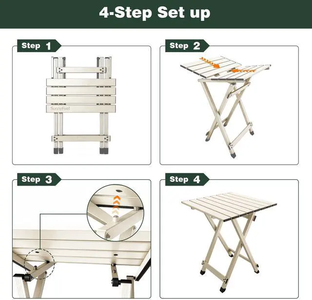 Alt view image 3 of 7 - Folding Camping Table - Lightweight Aluminum Portable Picnic Table, 18.5x18.5x24.5 Inch for Cooking, Beach, Hiking, Travel, Fishing, BBQ, Indoor Outdoor Small Foldable Camp Tables