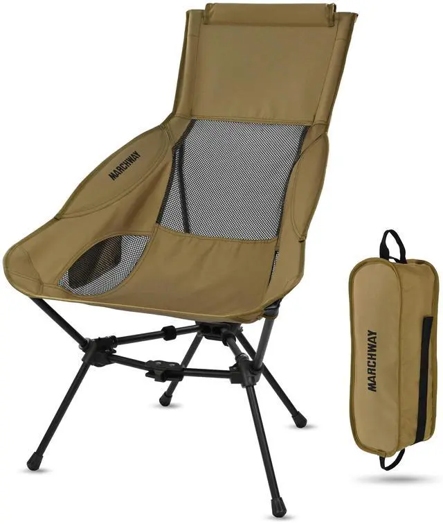 Main image of Lightweight Folding High Back Camping Chair with Head Support, Stable Portable Compact for Outdoor Camp, Travel, Beach, Picnic, Festival, Hiking, Backpacking (Highback Khaki)