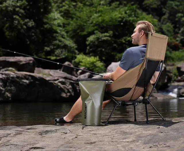 Alt view image 7 of 7 - Lightweight Folding High Back Camping Chair with Head Support, Stable Portable Compact for Outdoor Camp, Travel, Beach, Picnic, Festival, Hiking, Backpacking (Highback Khaki)