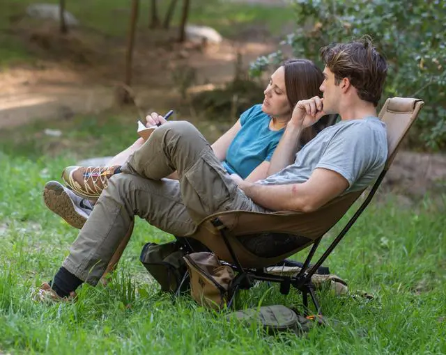 Alt view image 6 of 7 - Lightweight Folding High Back Camping Chair with Head Support, Stable Portable Compact for Outdoor Camp, Travel, Beach, Picnic, Festival, Hiking, Backpacking (Highback Khaki)