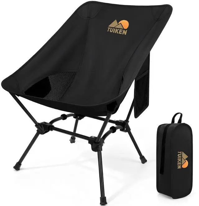Main image of Ultralight Camping Chair Backpacking Chair, Portable Camp Chair with Cup Holder & Storage Bag, Lightweight Compact Folding Chair for Hiking, Travel, Picnic MountaineeringDeep Black