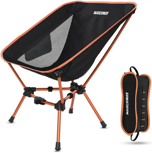 Main image of Lightweight Folding Camping Chair, Portable Foldable Compact for Outdoor Camp, Travel, Beach, Picnic, Festival, Hiking, Backpacking, Supports 330Lbs (Orange)