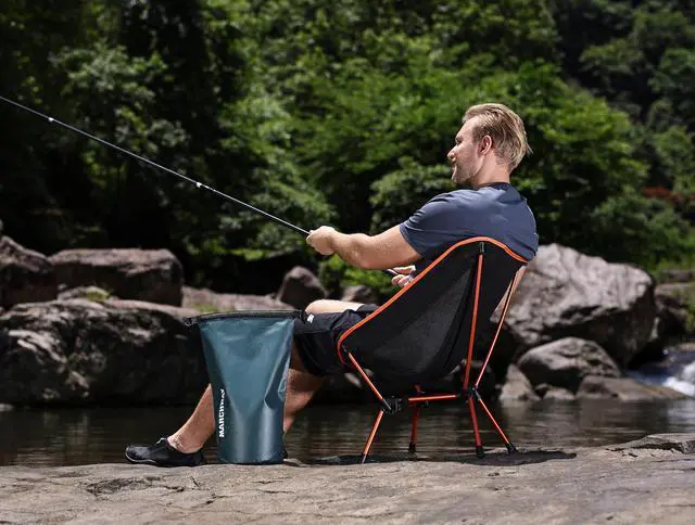 Alt view image 7 of 7 - Lightweight Folding Camping Chair, Portable Foldable Compact for Outdoor Camp, Travel, Beach, Picnic, Festival, Hiking, Backpacking, Supports 330Lbs (Orange)