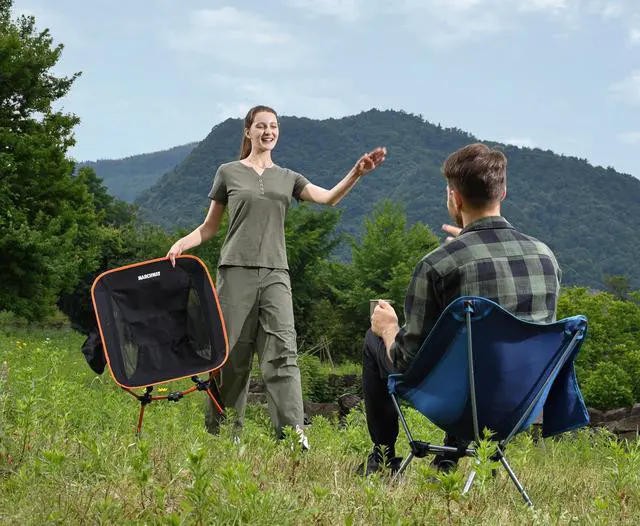 Alt view image 6 of 7 - Lightweight Folding Camping Chair, Portable Foldable Compact for Outdoor Camp, Travel, Beach, Picnic, Festival, Hiking, Backpacking, Supports 330Lbs (Orange)