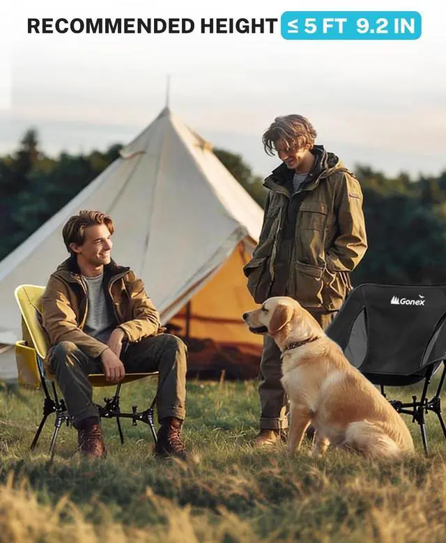 Alt view image 6 of 7 - Portable Camping Chair, The 5th Gen Ultralight Compact Backpacking Foldable Lightweight Folding Chair for Outdoor Camp Hiking Beach Picnic Concert, Supports 330lbs (Black, 1 PCS)