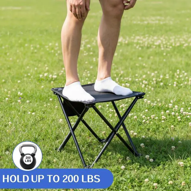 Alt view image 3 of 7 - 2 Pack Camping Stool,13 Inch Portable Folding Stool Compact Camping Chair Lightweight Stools Seat for Outdoor Gardening and Beach Hiking Fishing, Foot Stools with Carry Bag (Black)