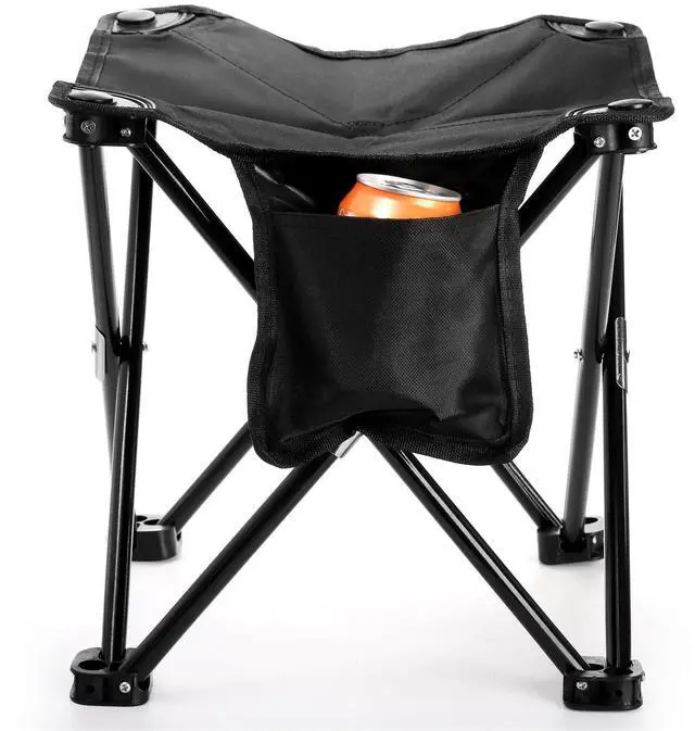 Alt view image 4 of 7 - 2 Pack Camping Stool, 13 Inch Compact Camping Chair Portable, Lightweight Folding Stool Seat with Side Pocket and Carry Bag for Outdoor Hiking, Fishing, Picnic, Beach and Lawn Party, Black