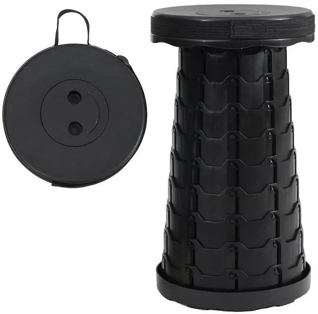 Main image of Portable Telescoping Foldable Stool - Lightweight, Outdoor Essential for Camping, Picnicking, Park Leisure, Fishing, Hiking & BBQ (Black)