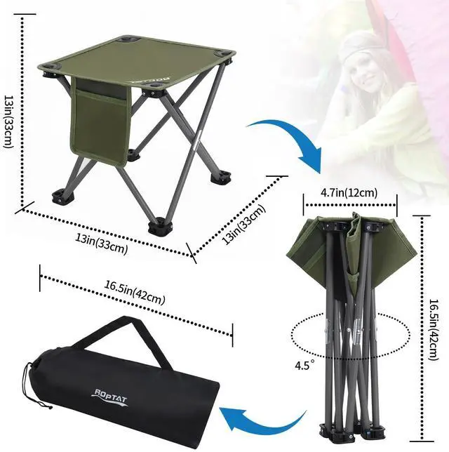 Alt view image 2 of 4 - 2 Pack Camping Stool,Portable Folding Compact Lightweight Stool Seat for Camping Fishing Hiking Gardening Outdoor Walking Backpacking Travelling and Beach with Carry Bag