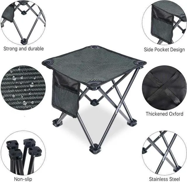 Alt view image 3 of 6 - Camping Stool Portable, 13.7 Inch Folding Stool for Outdoor Gardening, Fishing, BBQ, Hiking with Carry Bag(400 LBS Capacity)