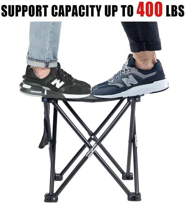 Alt view image 4 of 6 - Camping Stool Portable, 13.7 Inch Folding Stool for Outdoor Gardening, Fishing, BBQ, Hiking with Carry Bag(400 LBS Capacity)