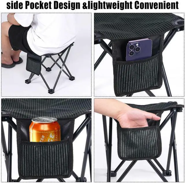 Alt view image 5 of 6 - Camping Stool Portable, 13.7 Inch Folding Stool for Outdoor Gardening, Fishing, BBQ, Hiking with Carry Bag(400 LBS Capacity)
