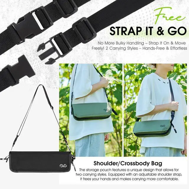 Alt view image 7 of 7 - Portable Collapsible Stool, 16Folding Stool with 3 Side Pockets and Shoulder Strap, Extra Large Camping Chair Supports 400 lbs, Ultralight Portable Seat for Outdoor, Hiking, Fishing