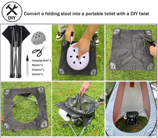 Alt view image 6 of 7 - Camping Stool, Folding Small Chair Portable Camp Stool for Camping Fishing Hiking Gardening and Beach, Camping Seat with Carry Bag (Blue-Leaf)