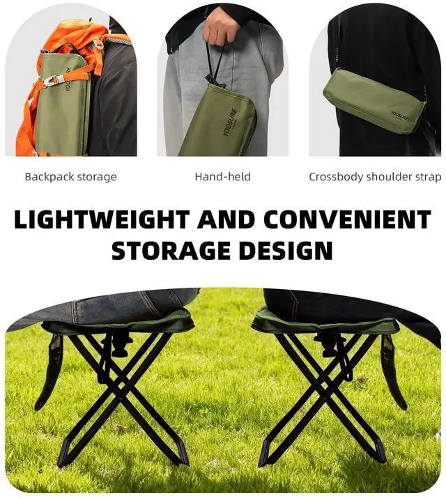 Alt view image 7 of 7 - 16" Extra Tall Portable Folding Stool for Adults, X-Large Collapsible Camping Chair with 3 Storage Pockets, Heavy Duty Travel Seat for Fishing, Hiking, Gardening
