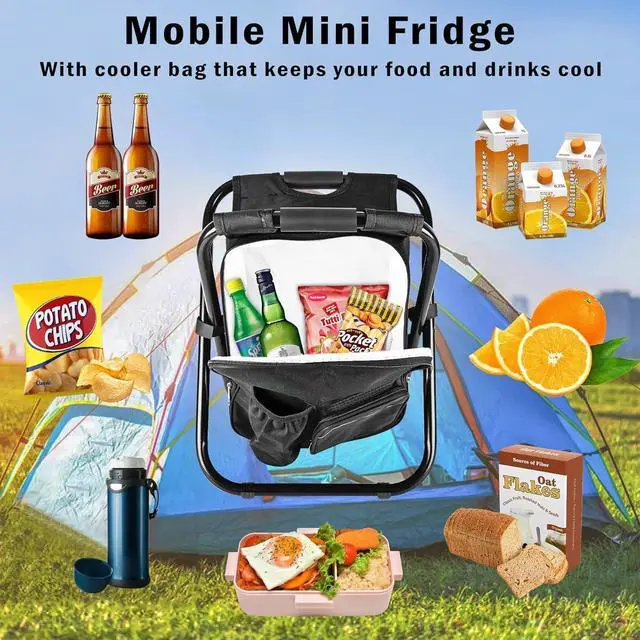 Alt view image 6 of 6 - Backpack Stool Cooler Chair Heavy Duty 300 LBS Max Load Portable Lightweight Folding Fishing Cooler for Camping Hunting Fishing - Black