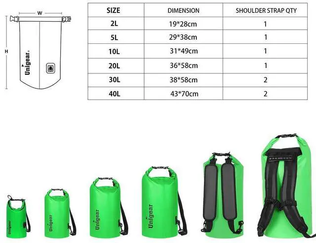Alt view image 2 of 7 - Dry Bag Waterproof, Floating and Lightweight Bags for Kayaking, Boating, Fishing, Swimming and Camping with Waterproof Phone Case (Green, 5L)
