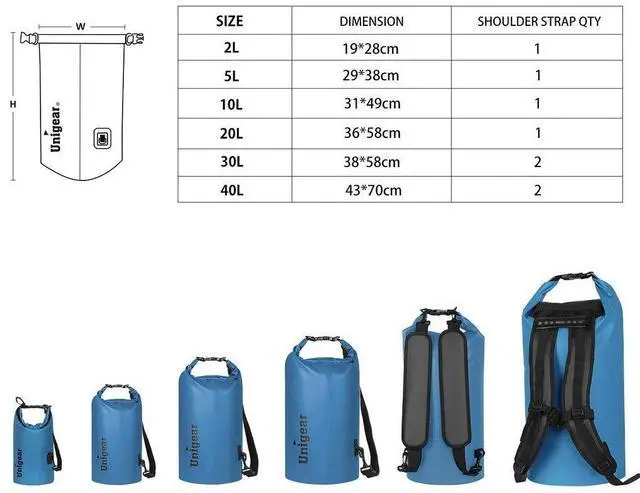 Alt view image 2 of 7 - Dry Bag Waterproof, Floating and Lightweight Bags for Kayaking, Boating, Fishing, Swimming and Camping with Waterproof Phone Case (Sky Blue, 5L)