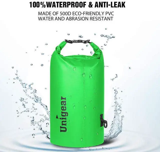 Alt view image 4 of 7 - Dry Bag Waterproof, Floating and Lightweight Bags for Kayaking, Boating, Fishing, Swimming and Camping with Waterproof Phone Case (Green, 5L)