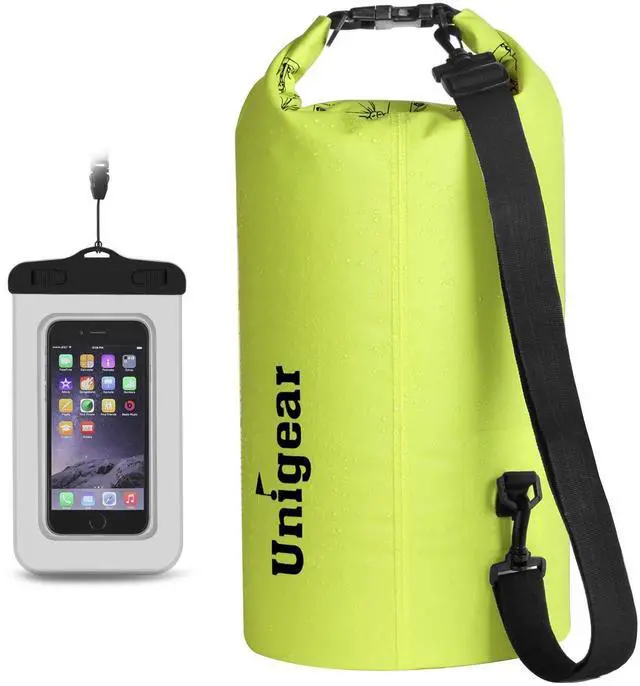 Main image of Dry Bag Waterproof, Floating and Lightweight Bags for Kayaking, Boating, Fishing, Swimming and Camping with Waterproof Phone Case (Yellow, 2L)