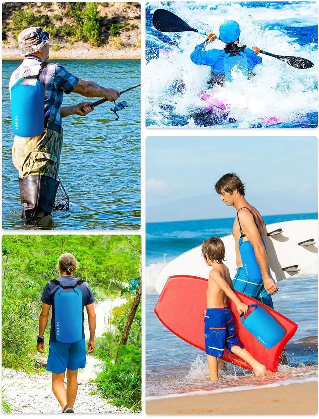 Alt view image 5 of 7 - Waterproof Dry Bag for Women Men, Roll Top Lightweight Dry Storage Bag Backpack with Emergency Whistle for Travel, Kayaking, Boating, Camping, Beach, Cruise Ship Essentials (Blue, 5L)