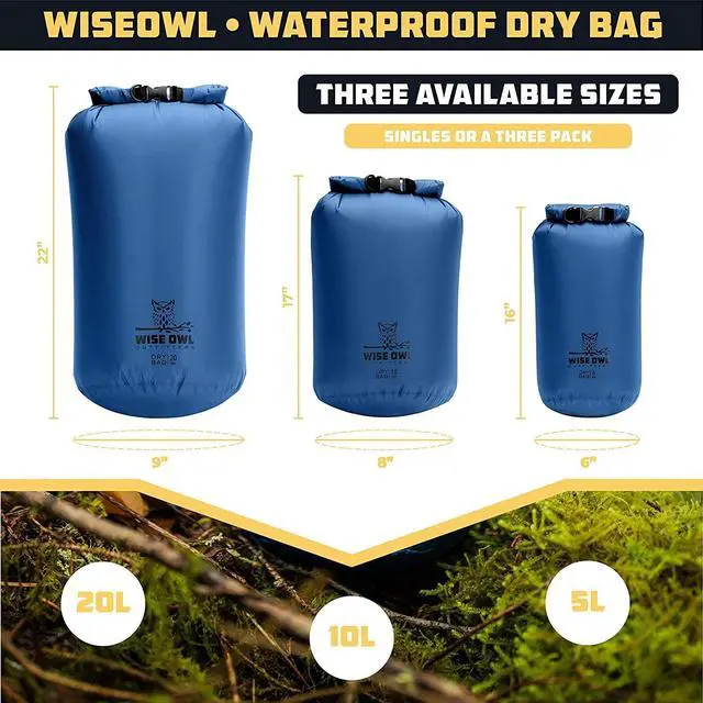 Alt view image 3 of 7 - Waterproof Dry Bag 3-Pack Lightweight & Airtight 5L/10L/20L Small & Large Dry Bags for Kayaking, Beach, Travel, Boating, Hiking