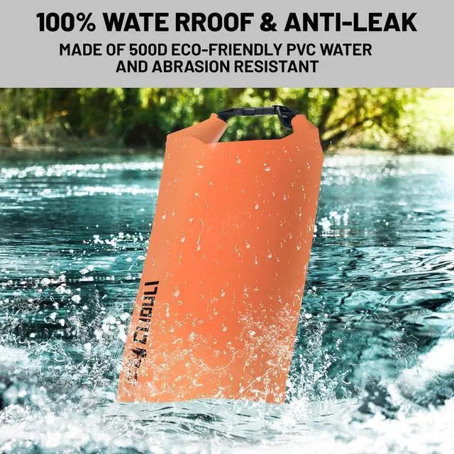 Alt view image 2 of 7 - Waterproof Dry Bag,Roll Top Orange Small Waterproof Backpack 2L/5L/10L/20L/30L/40L Floating Lightweight Bags for Kayaking, Boating, Fishing, Swimming Camping with Waterproof Phone Case