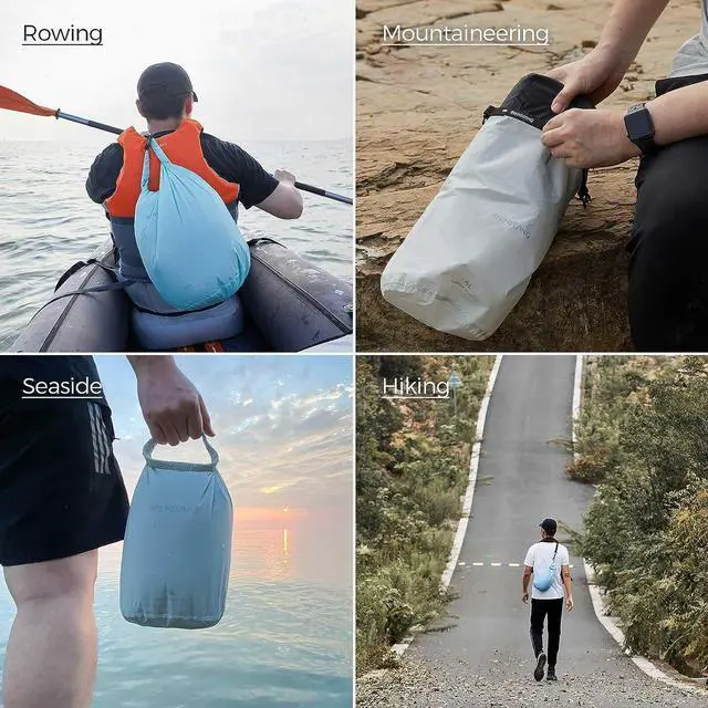 Alt view image 7 of 7 - Ultralight Dry Bags-Waterproof Siliconized Dry Sack Accessory for Lightweight Travel, Boating, Kayaking, Camping, SwimmingGray 2L Shoulder strap not included