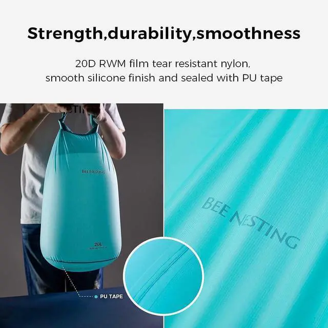 Alt view image 6 of 7 - Ultralight Dry Bags-Waterproof Siliconized Dry Sack Accessory for Lightweight Travel, Boating, Kayaking, Camping, SwimmingGray 2L Shoulder strap not included