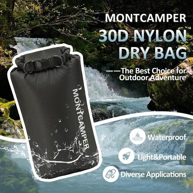 Alt view image 2 of 7 - Waterproof Dry Bag 5L 30D Nylon Roll Top Dry Sack with PU Coating, Lightweight Water-Resistant Storage for Kayaking, Camping, Hiking, Fishing & Beach (Black)
