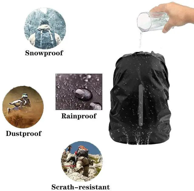 Alt view image 4 of 7 - 2 Pack Waterproof Backpack Rain Cover, Ultralight Compact Portable Reflective Backpack Rain Cover,for Hiking, Camping, Traveling