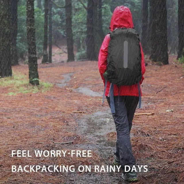 Alt view image 7 of 7 - 2 Pack Waterproof Backpack Rain Cover, Ultralight Compact Portable Reflective Backpack Rain Cover,for Hiking, Camping, Traveling