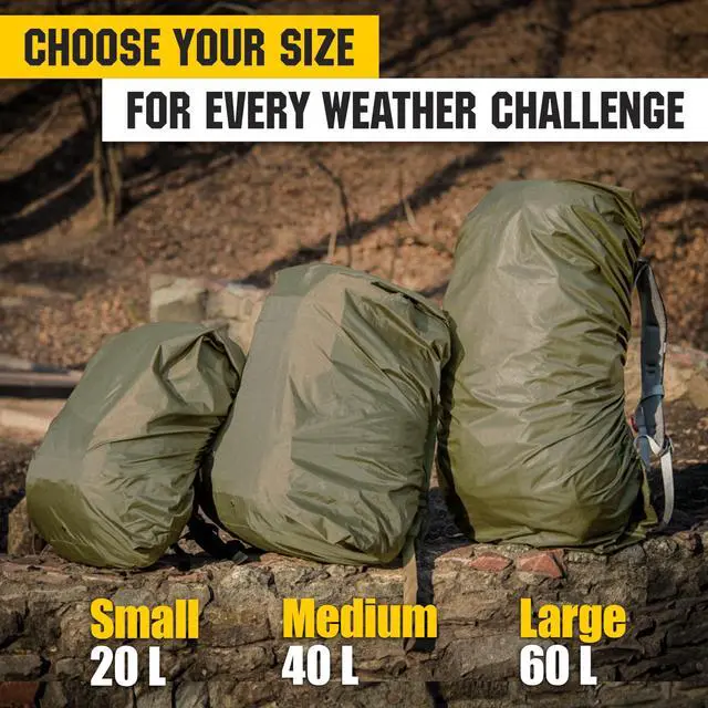 Alt view image 4 of 7 - Backpack Rain Cover Waterproof - Bag Rain Cover 50-60L - for Hiking Travel Camping Military (Olive, Large)