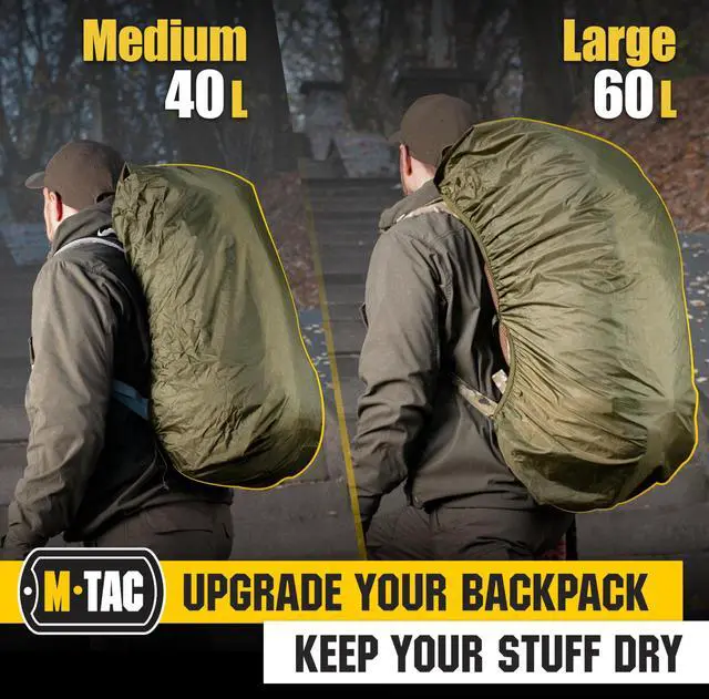 Alt view image 3 of 7 - Backpack Rain Cover Waterproof - Bag Rain Cover 50-60L - for Hiking Travel Camping Military (Olive, Large)
