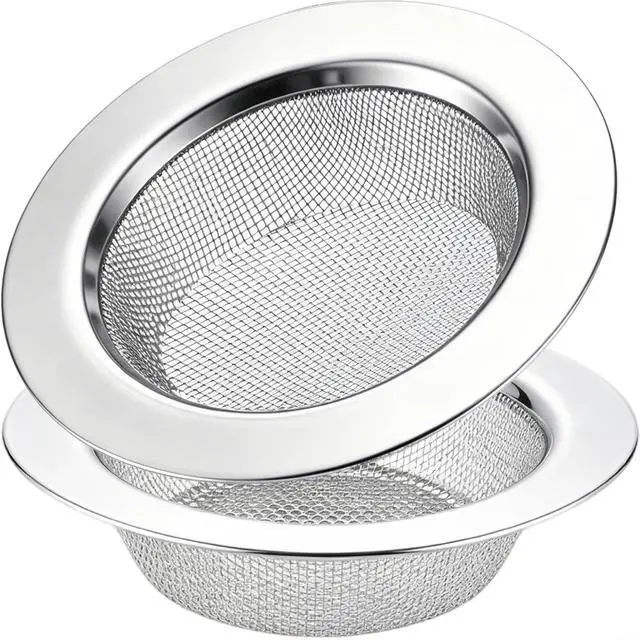 Main image of 2 PCS Kitchen Sink Strainer Stainless Steel, Kitchen Sink Drain Strainer Sink Strainers with Large Wide Rim 4.5" Diameter for Kitchen Sinks