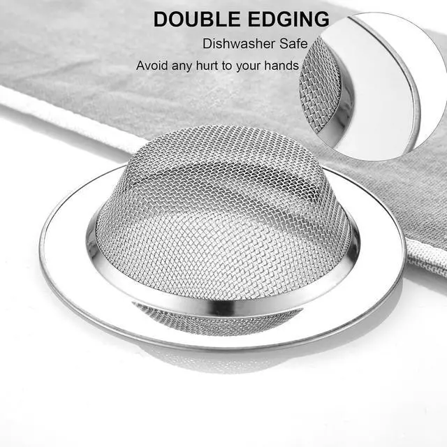 Alt view image 3 of 7 - 2 PCS Kitchen Sink Strainer Stainless Steel, Kitchen Sink Drain Strainer Sink Strainers with Large Wide Rim 4.5" Diameter for Kitchen Sinks