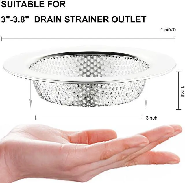 Alt view image 2 of 6 - 2 Pcs Kitchen Sink Strainer Stainless Steel, Mesh and Punching, Kitchen Sink Drain Strainer, Sink Strainers with Large Wide Rim 4.5" Diameter for Kitchen Sinks