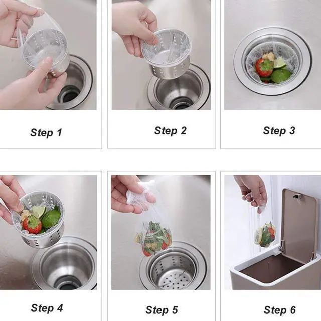 Alt view image 4 of 7 - Kitchen Sink Strainer Mesh Bag- 200 PCS Disposable Sink Net Strainer Filter Bags for Sink Drain for Collecting Kitchen Food Waste Leftover Garbage