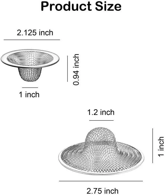 Alt view image 2 of 7 - 25PCS Bathroom Mesh Sink Drain Strainer, 2.75" & 2.125'' Stainless Steel Slop Basket Filter Trap, Mesh Tub Strainer Bathtub Drain Filter Screen for Bathroom Bathtub Laundry Lavatory Balcony RV Utility