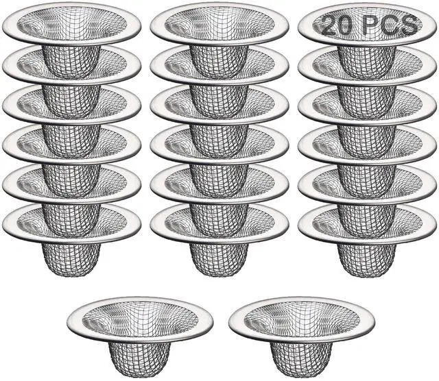 Main image of 20Pcs Small Drain Mesh Basket, 2.125'' Bathroom Sink Drain Strainer Screen Mesh Sink Strainer Hair Catcher Drain Filter Cover for Bathtub Lavatory RV Laundry Shower Floor Utility Sink Drain